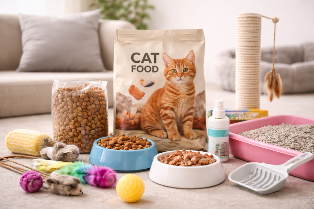 Cat Care Tips for Beginners: What Every First-Time Cat Owner Should Know? cat care essentials in a bright living room