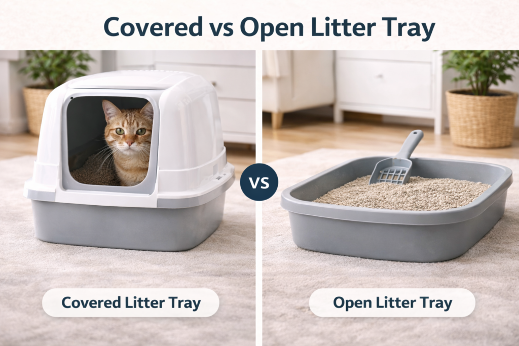 covered vs open litter tray comparison