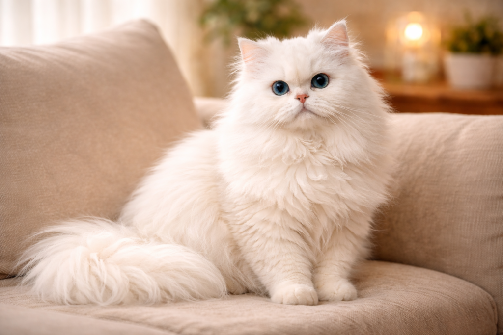 elegant white persian cat portrait