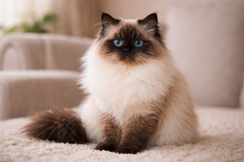 What Are Cat Breeds Himalayan and Why Are They So Popular? graceful himalayan cat on soft rug
