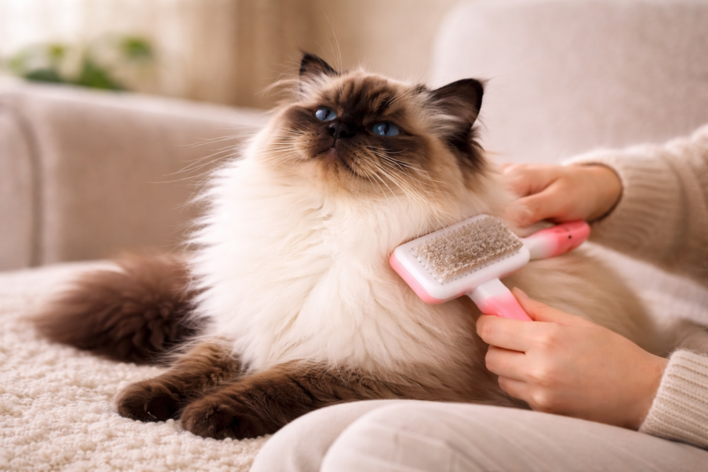 What Are Cat Breeds Himalayan and Why Are They So Popular? grooming a himalayan cat with care