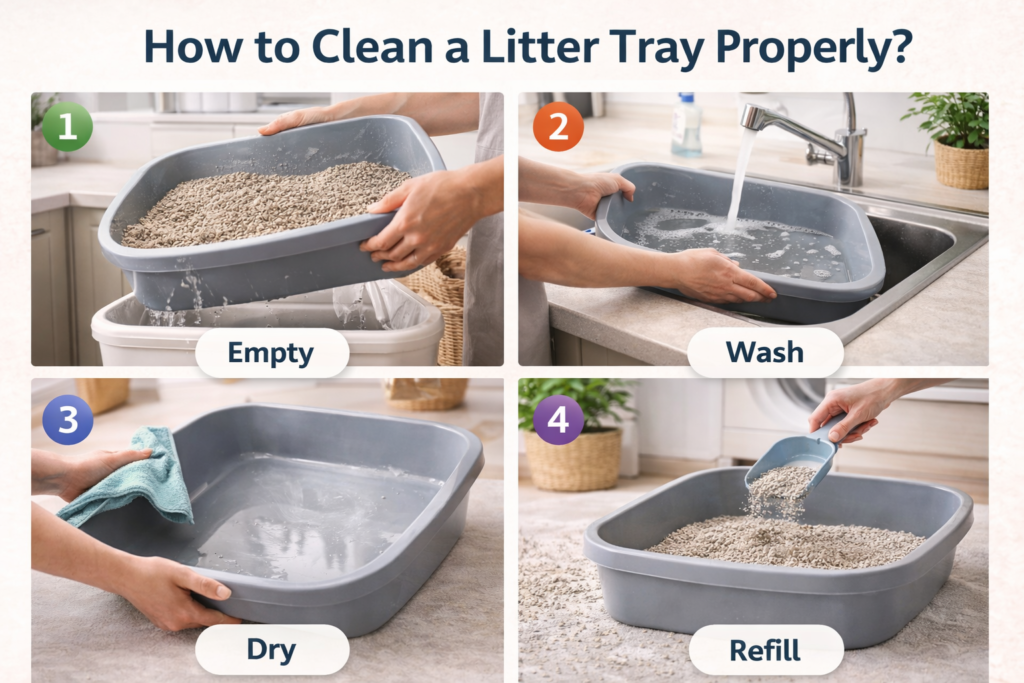 how to clean a litter tray